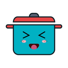 kitchen pot kawaii style vector illustration design