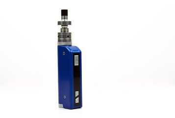 Blue e-cigarette vaping box mod isolated