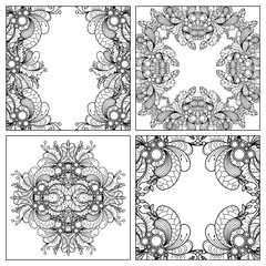 Vector set frame with abstract flowers