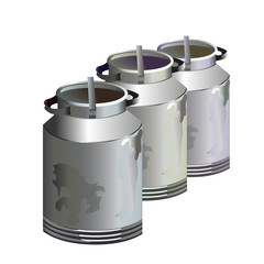 бидоны для молока на белом фоне, векторная иллюстрация