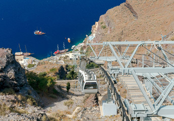 Fira. The cable car to the top.