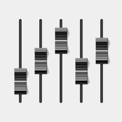 Sound mixer console, dj equipment slider buttons 