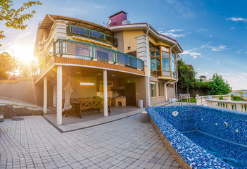 large country house with a swimming pool