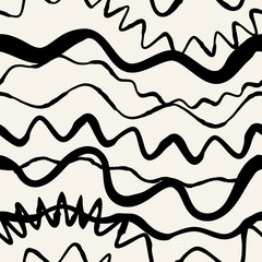 Abstract waved lines vector seamless pattern. Grunge background. Fabric illustration