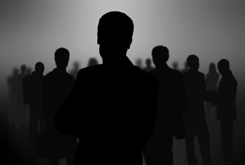 black silhouettes of business people