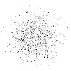 Explosion cloud of black pieces. Vector illustration