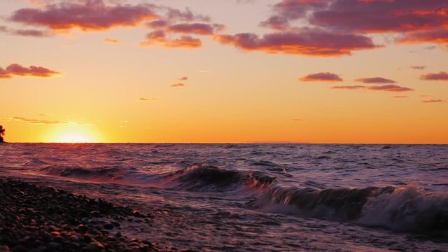 Beautiful sunset over Lake Ontario, United States