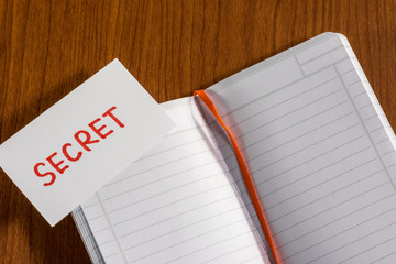 Secret; White Blank Documents with Small Message Card.