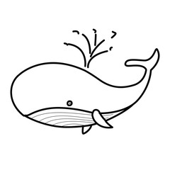 Whale ,Hand drawn sketch by illustration with whale. Mammal in t