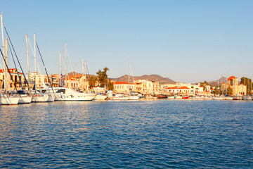Fototapeta na wymiar The port in Aegina, Greece