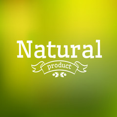 Natural product vector logo. Logotype template vintage element in white color for restaurant menu or food package. Natural ingredients product badge on green background. Flat label.