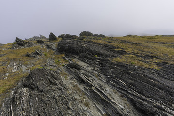 Punta Frouxeira con niebla (Valdoviño, La Coruña - España).