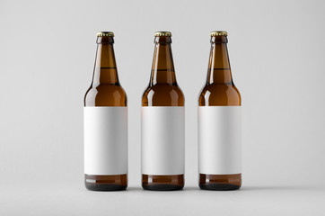 Beer Bottle Mock-Up - Three Bottles. Blank Label