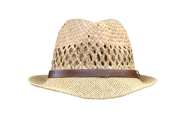 men's straw hat isolated on white background