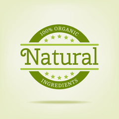 100% organic natural vector logo. Logotype template vintage element in white color for restaurant menu or food package. Natural ingredients product badge. Flat label.