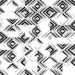 Abstract grunge rhombus seamless vector pattern. Tribal background.