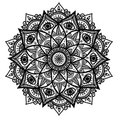 Outline Mandala for coloring book. Decorative round ornament. Anti-stress therapy pattern. Weave design element. Yoga logo, background for meditation poster.