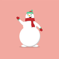 Snowman isolated on blue background. Flat style 