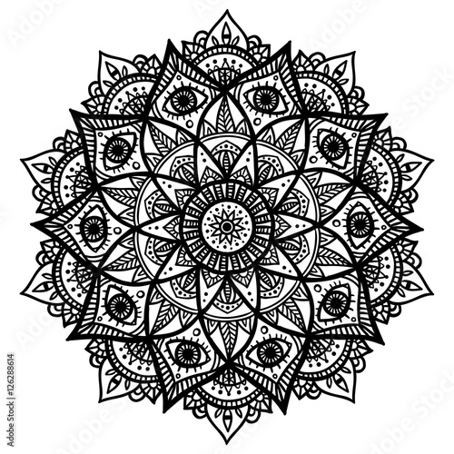 Outline Mandala For Coloring Book Decorative Round Ornament Anti Stress Therapy Pattern