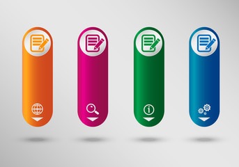 Document icon on vertical infographic design template, can be us