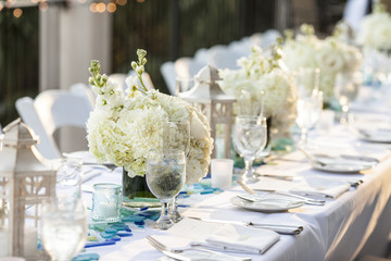 Table set up for wedding reception