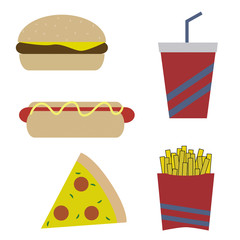 Set of illustrations for restaurant, with food theme.