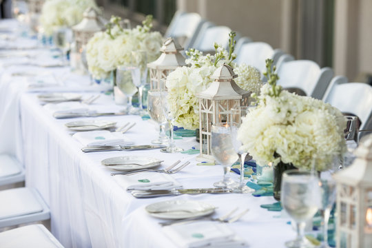 Table set up for outdoor reception