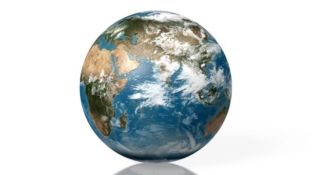 3D Earth with all continents (Europe, Asia, North America, South America, Australia, Greenland). 