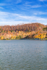      Lake Bajer, colorful autumn landscape, Fuzine, Gorski kotar, Croatia 