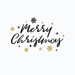 Merry Christmas lettering typography. Handwriting text design wi