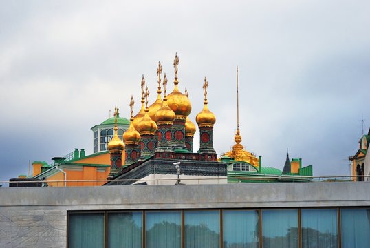 Moscow Kremlin. Terem churches. Color photo.