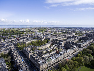 Edinburgh city historic Town sunny Day Aerial shot