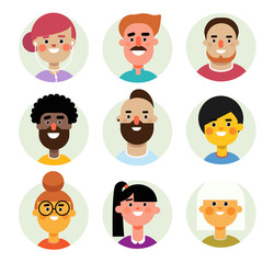 Set of vector avatars icons men and women