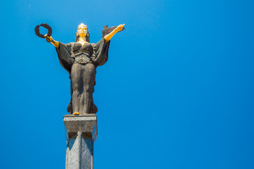 Isolated Statue of Sveta Sofia (The Statue of Saint Sophia) - a monumental sculpture in Sofia, Bulgaria