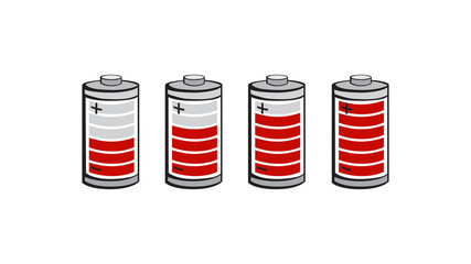 Vector image of a batteries with varying levels