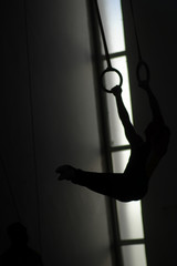 Sihouette male athlete gym performance