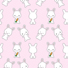 Bunnies with carrots seamless pattern