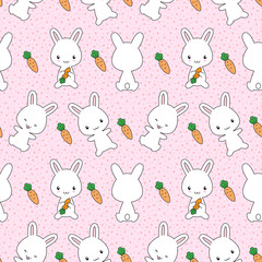 Obraz premium Bunnies with carrots seamless pattern