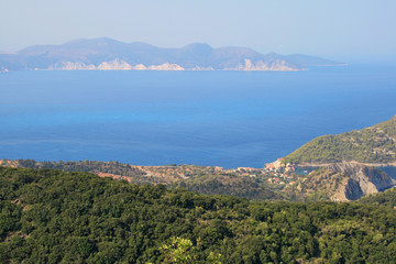 Fototapeta na wymiar Landscape of Assos village and sea bay, Kefalonia, Ionian islands, Greece