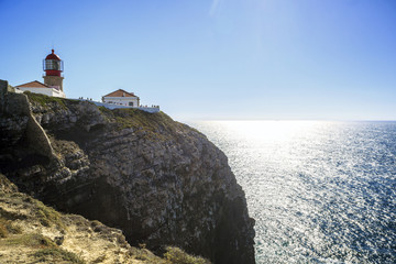 Fototapeta na wymiar Lighthouse on the end of Saint Vincent Cape, Portugal