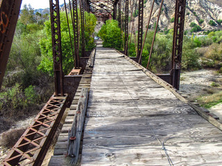 Desolate wooden bridge