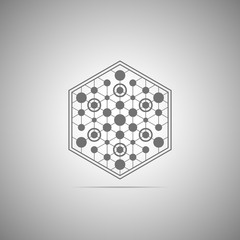 Abstract technology element. Communication element. Science. Hexagon element.