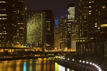 Fototapeta na wymiar Skyline of Chicago along the river