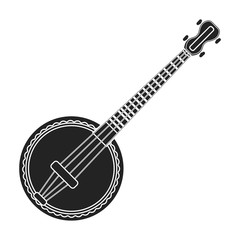 Banjo icon in black style isolated on white background. Musical instruments symbol stock vector illustration - obrazy, fototapety, plakaty