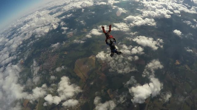 Skydivers jump from the plane 4K