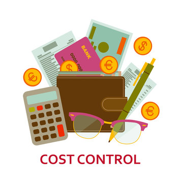 Cost control concept in flat style. Modern design for web banners, web sites, infographic. Vector illustration.