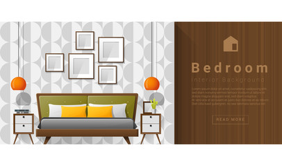 Interior design Modern bedroom background , vector, illustration