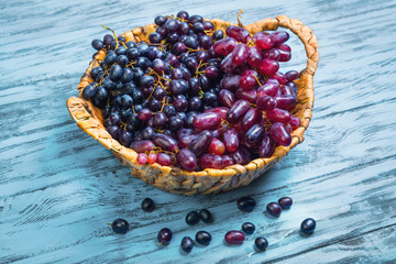 Bunches of blue purple grape