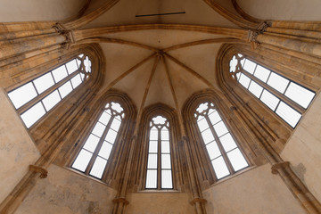 The ceiling of St. Salvator Church. It is early Gothic construction and together with convent of the Order of Poor Ladies belongs to the St. Agnes Convent. It is important cultural landmark.