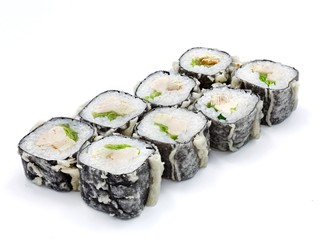 Japanese seafood sushi , roll on a white, isolated